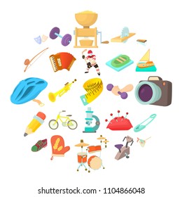 Outside interest icons set. Cartoon set of 25 outside interest vector icons for web isolated on white background