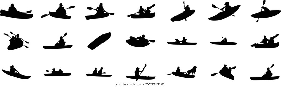 Outside Kayak Men's Kayaking Set. The silhouette can include the reflection of the kayaker and kayak on the water