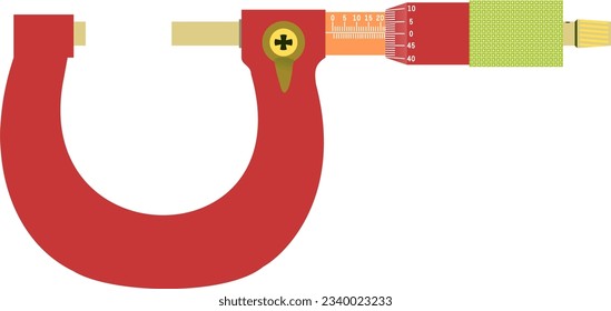  An Outside Micrometer with marking. It is used to measure external dimensions such as the outside diameter of an object
