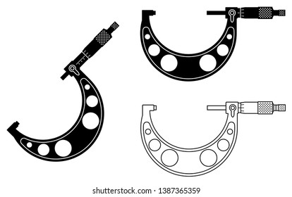 Outside micrometer. Precision machinist tool. Flat vector illustration