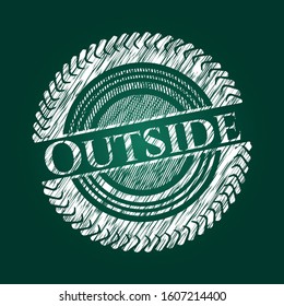 Outside on chalkboard. Vector Illustration. Detailed.
