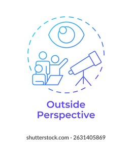 Outside perspective blue gradient concept icon. Critical thinking, decision making. Round shape line illustration. Abstract idea. Graphic design. Easy to use in infographic, presentation