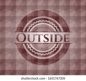 Outside red seamless emblem with geometric pattern background.