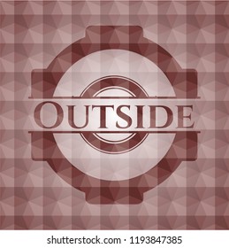 Outside red seamless geometric pattern emblem. Seamless.