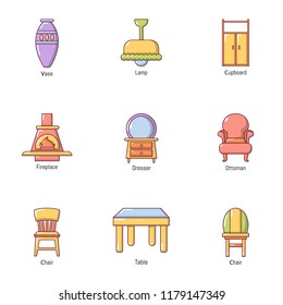 Outside the town icons set. Cartoon set of 9 outside the town vector icons for web isolated on white background