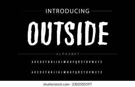 Letra de estilo de pincel vectorial externo, alfabeto, tipo de letra