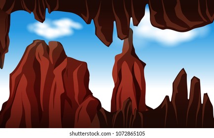 Outside View Looking from Cave illustration