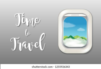 Outside view from plane window illustration
