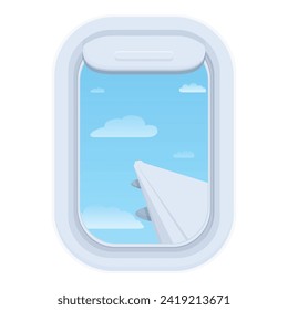 Outside window travel icon cartoon vector. Seating external. Travel sky