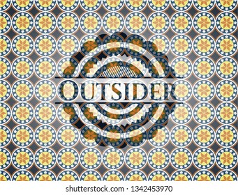 Outsider arabic badge background. Arabesque decoration.