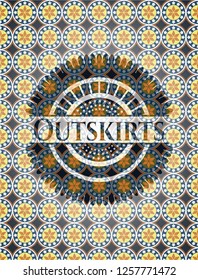 Outskirts arabic emblem background. Arabesque decoration.