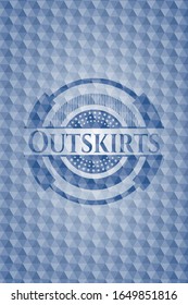 Outskirts blue polygonal emblem. Vector Illustration. Detailed.
