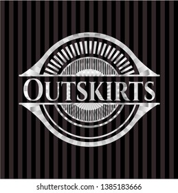Outskirts silvery shiny emblem. Vector Illustration. Mosaic.