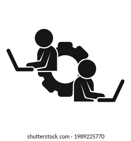 Icono de subcontratar niños. Ilustración simple de tercerizar el icono vectorial para el diseño web aislado en fondo blanco
