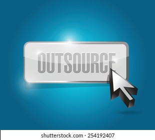 outsource button illustration design over a blue background