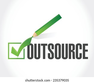 outsource checkmark illustration design over a white background