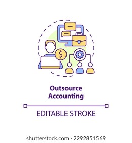 Outsource concept icon. Hire third-party specialist. Business accounting management abstract idea thin line illustration. Isolated outline drawing. Editable stroke. Arial, Myriad Pro-Bold fonts used