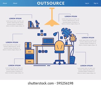 Outsource Concept for web page. Vector