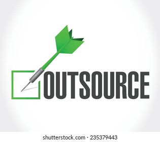 outsource dart checkmark illustration design over a white background