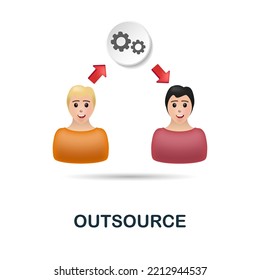 Outsource icon. 3d illustration from project development collection. Creative Outsource 3d icon for web design, templates, infographics and more
