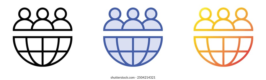 outsource icon. Linear, Blue Fill and Gradient Style Design Isolated On White Background