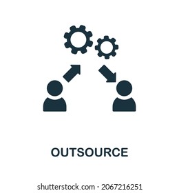 Outsource-Symbol. Monochrome Zeichen aus der Projektentwicklungs-Sammlung. Creative Outsource Icon Illustration für Webdesign, Infografiken und mehr