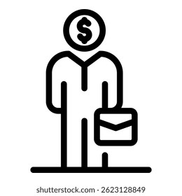 Outsource man icon. Outline outsource man vector icon for web design isolated on white background