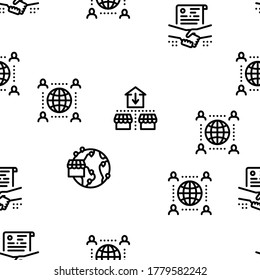 Outsource Management Seamless Pattern Vector Thin Line. Illustrations