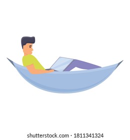 Outsource on hammock icon. Cartoon of outsource on hammock vector icon for web design isolated on white background