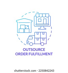 Outsource order fulfillment blue gradient concept icon. Drop shipping. Online store management tip abstract idea thin line illustration. Isolated outline drawing. Myriad Pro-Bold font used