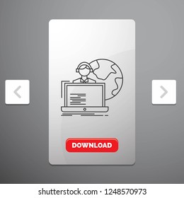 outsource, outsourcing, allocation, human, online Line Icon in Carousal Pagination Slider Design & Red Download Button