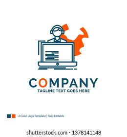 outsource, outsourcing, allocation, human, online Logo Design. Blue and Orange Brand Name Design. Place for Tagline. Business Logo template.