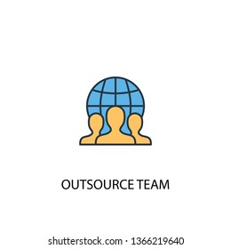 outsource team concept 2 colored icon. Simple blue element illustration. outsource team concept symbol design. Can be used for web and mobile UI/UX