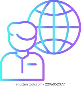 Outsource Teamwork und Management Symbol mit blauem duotone Stil. Person, Partnerschaft, Job, Einstellung, Zusammenarbeit, Mitarbeiter, Karriere. Vektorgrafik