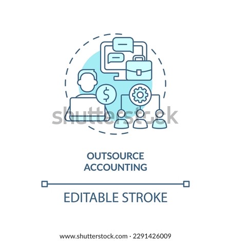 Outsource turquoise concept icon. Hire third-party specialist. Accounting management abstract idea thin line illustration. Isolated outline drawing. Editable stroke. Arial, Myriad Pro-Bold fonts used