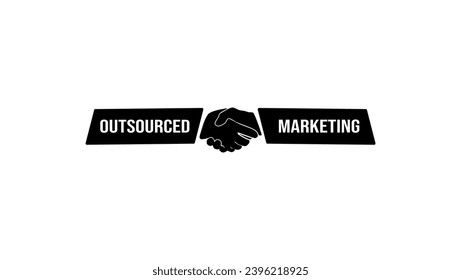 Outsourced marketing symbol, handshake with text