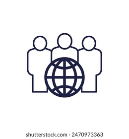 icono de trabajadores subcontratados en blanco