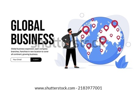 Outsourcing abstract concept vector illustration. Business process outsourcing, outplacement. Global business expansion, open company branches, franchise in new location to cover continent, business.