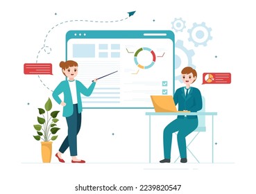Outsourcing Business with Idea of Teamwork, Company Development, Investment and Project Delegation in Flat Cartoon Hand Drawn Templates Illustration