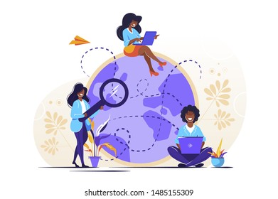 Outsourcing concept. Idea of teamwork, Concept for web page, banner, presentation. Communication, Company development and business strategy. Vector illustration