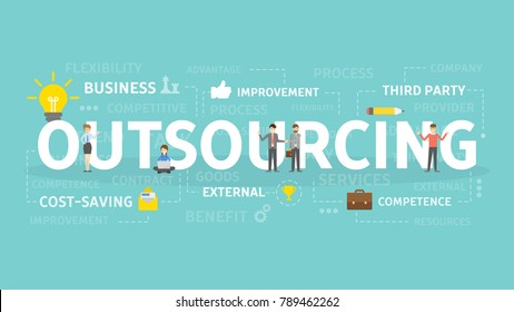 Outsourcing concept illustration. Idea of finding new staff and sources.