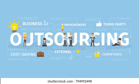 Outsourcing concept illustration. Idea of finding new staff and sources.
