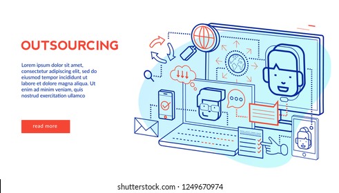 Outsourcing Concept for web page, banner, presentation. Vector illustration
