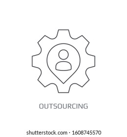 Outsourcing, Cooperation Icon, Linear Style