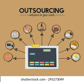 Outsourcing digital design, vector illustration eps 10