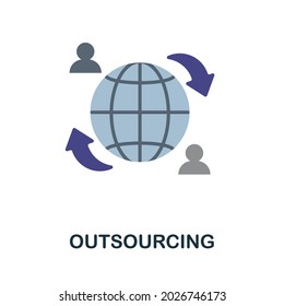 Outsourcing flat icon. Colored sign from customer service collection. Creative Outsourcing icon illustration for web design, infographics and more