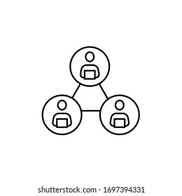 Outsourcing, global networking, online communication, teamwork thin line vector illustration