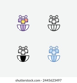 Outsourcing icon in 4 different style vector stock illustration.