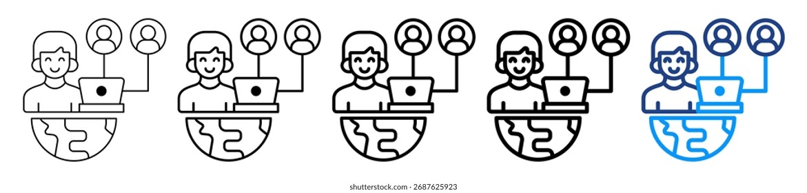 Conjunto de Colección de contorno de estilo diferente Icon Outsourcing Ilustración vectorial