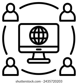 IT Outsourcing icon line vector illustration